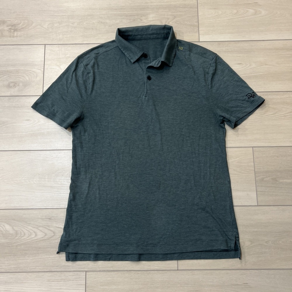 Lululemon Polo Shirt Mens Heathered Green Evolution Golf Stretch Comfort Size Sm